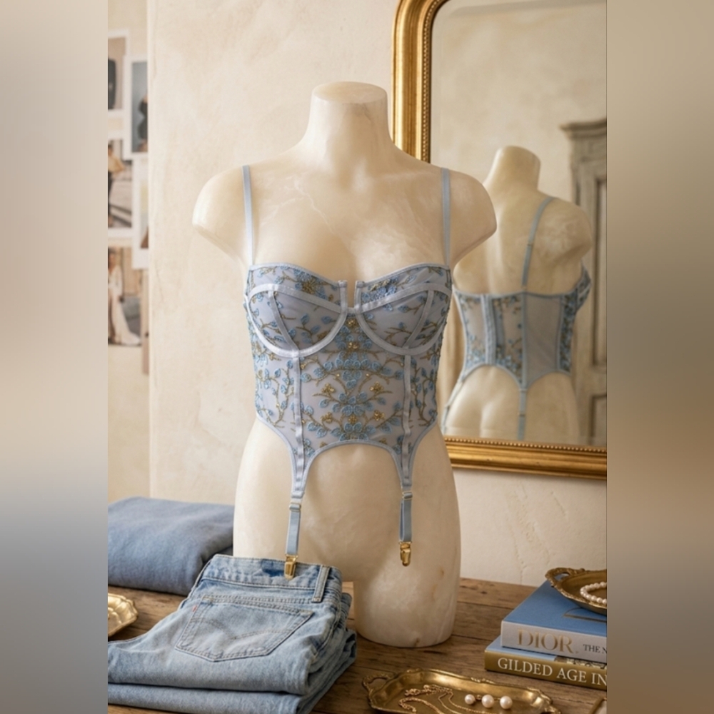 EXCEPTIONAL Floral Embroidered Bustier Corset
